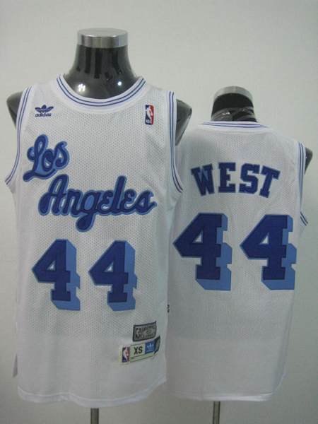 Mitchell and Ness Lakers #44 Jerry West Stitched White Throwback NBA Jersey