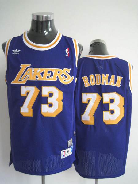 Mitchell and Ness Lakers #73 Dennis Rodman Stitched Blue Throwback NBA Jersey
