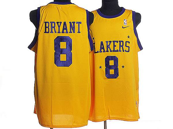 Mitchell and Ness Lakers #8 Kobe Bryant Stitched Yellow Throwback NBA Jersey