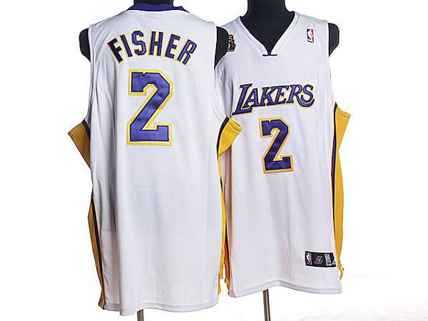 Lakers #2 Derek Fisher Stitched White NBA Jersey