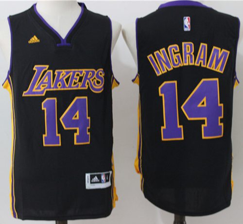 Lakers #14 Brandon Ingram Black(Purple NO.) Stitched NBA Jersey