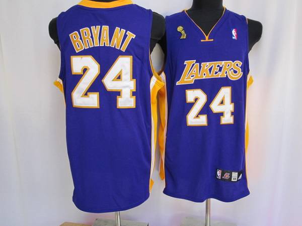 Lakers #24 Kobe Bryant Stitched Purple Champion Patch NBA Jersey