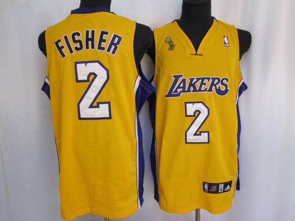 Lakers #2 Derek Fisher Stitched Yellow Champion Patch NBA Jersey