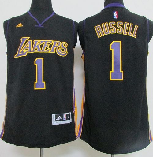 Revolution 30 Lakers #1 D'Angelo Russell Black(Purple NO.) Hollywood Nights Stitched NBA Jersey