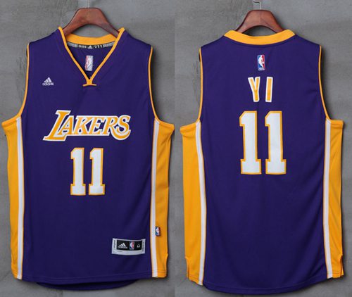 Lakers #11 Yi Jianlian Purple Stitched NBA Jersey