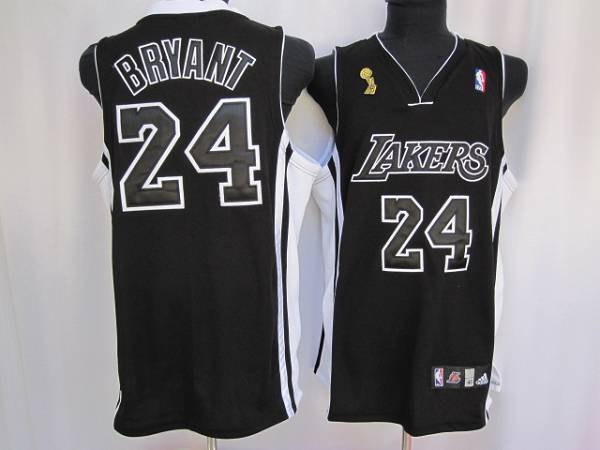 Lakers #24 Kobe Bryant Stitched Black Shadow Champion Patch NBA Jersey