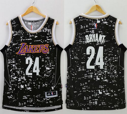 Lakers #24 Kobe Bryant Black City Light Stitched NBA Jersey