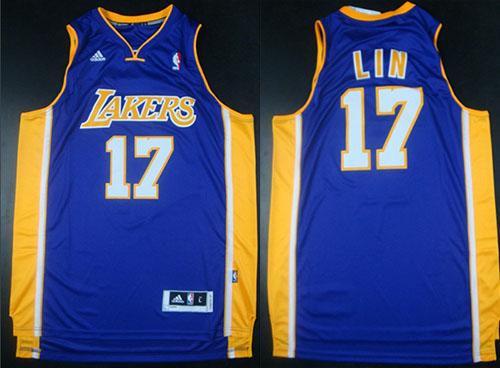 Revolution 30 Lakers #17 Jeremy Lin Purple Road Stitched NBA Jersey