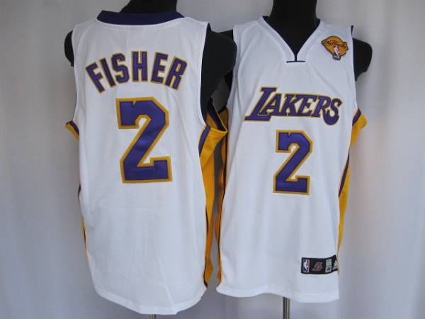 Lakers #2 Derek Fisher Stitched White Final Patch NBA Jersey