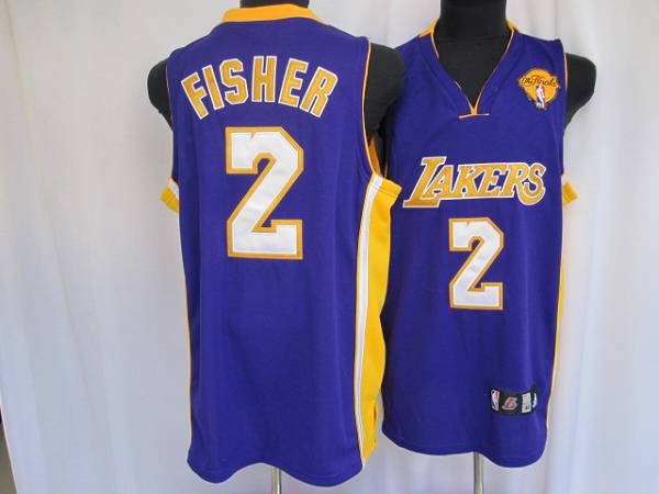 Lakers #2 Derek Fisher Stitched Purple Final Patch NBA Jersey