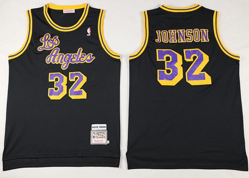 Mitchell And Ness Lakers #32 Magic Johnson Black Throwback Stitched NBA Jersey