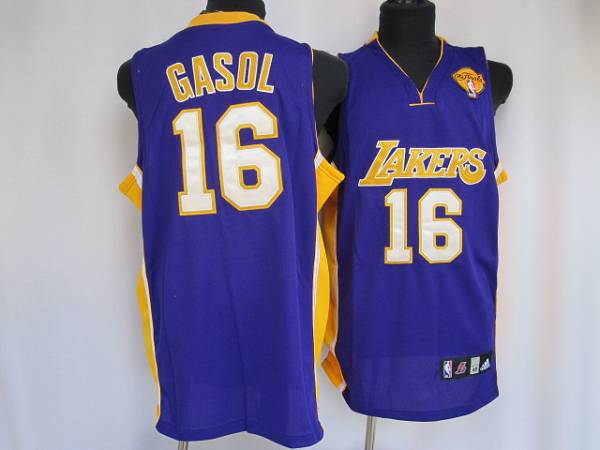 Lakers #16 Pau Gasol Stitched Purple Final Patch NBA Jersey