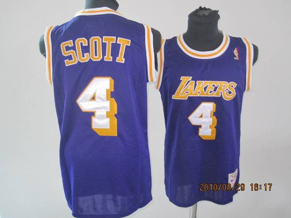 Lakers #4 Byron Scott Stitched Purple Throwback NBA Jersey