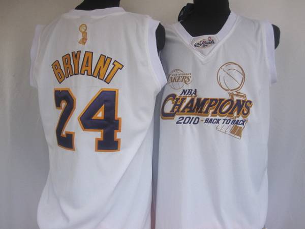 Lakers #24 Kobe Bryant White 2010 NBA Finals Champions Stitched NBA Jersey