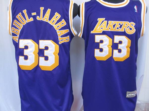 Mitchell&Ness Lakers #33 Abdul-Jabbar Purple Throwback Stitched NBA Jersey