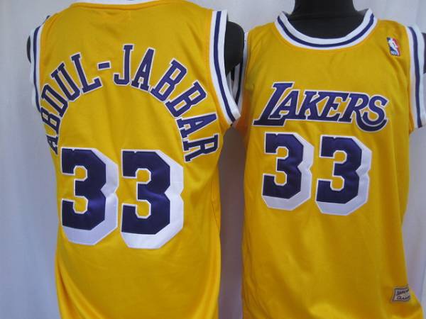 Mitchell&Ness Lakers #33 Abdul-Jabbar Yellow Throwback Stitched NBA Jersey