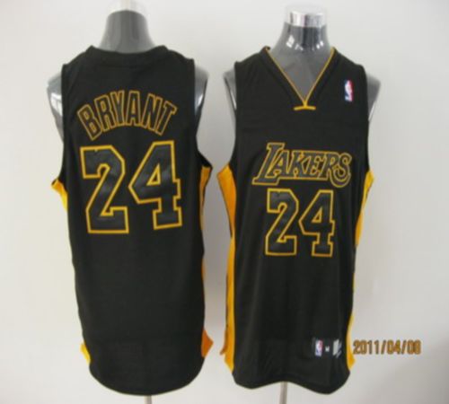 Lakers #24 Kobe Bryant Black With Black NO. Stitched NBA Jersey
