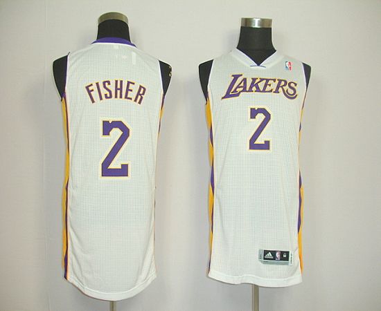Revolution 30 Lakers #2 Derek Fisher White Stitched NBA Jersey