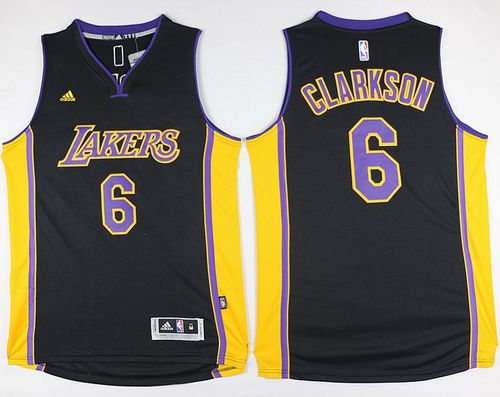 Lakers #6 Jordan Clarkson Black(Purple NO.) Stitched NBA Jersey