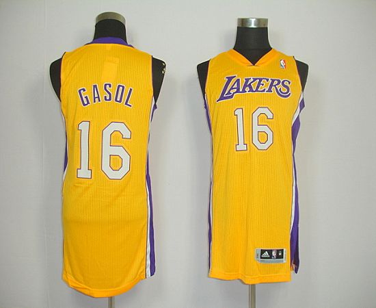 Revolution 30 Lakers #16 Pau Gasol Yellow Stitched NBA Jersey