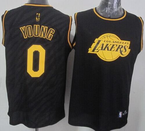 Lakers #0 Nick Young Black Precious Metals Fashion Stitched NBA Jersey