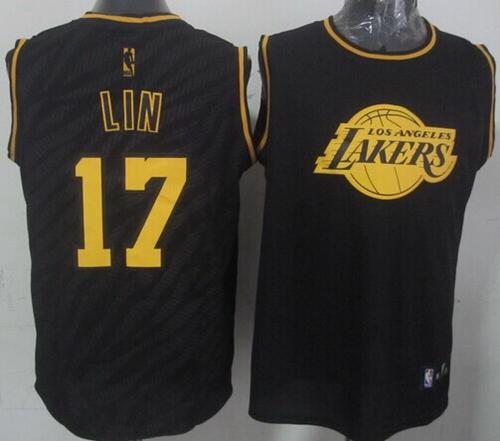 Lakers #17 Jeremy Lin Black Precious Metals Fashion Stitched NBA Jersey