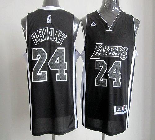 Lakers #24 Kobe Bryant Black/White Stitched NBA Jersey