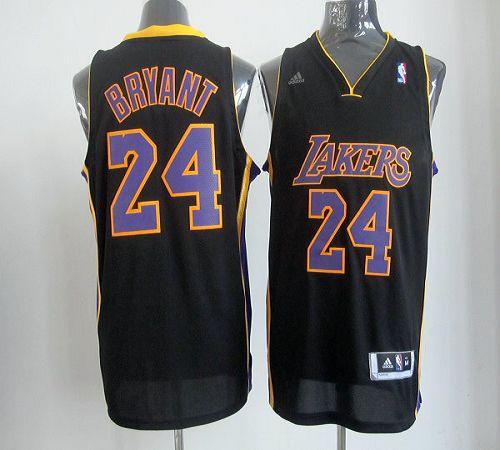 Lakers #24 Kobe Bryant Black With Purple NO. Stitched NBA Jersey