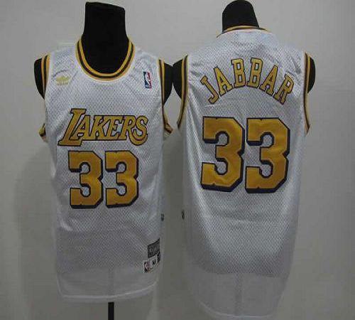 Lakers #33 Abdul-Jabbar White Throwback Stitched NBA Jersey