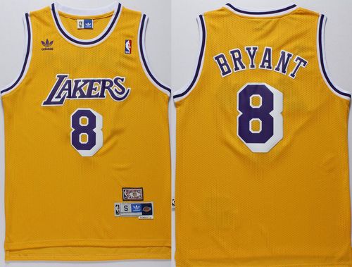 Lakers #8 Kobe Bryant Gold Throwback Stitched NBA Jersey ...