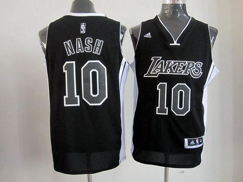 Lakers #10 Steve Nash Black/White Stitched NBA Jersey
