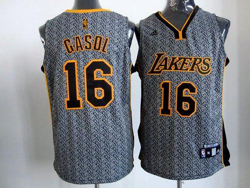 Lakers #16 Pau Gasol Grey Static Fashion Stitched NBA Jersey