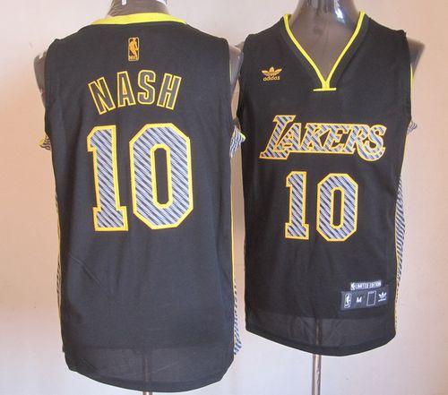 Lakers #10 Steve Nash Black Electricity Fashion Stitched NBA Jersey