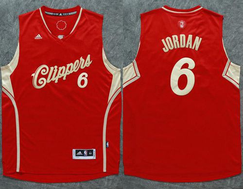 Clippers #6 DeAndre Jordan Red 2015-2016 Christmas Day Stitched NBA Jersey