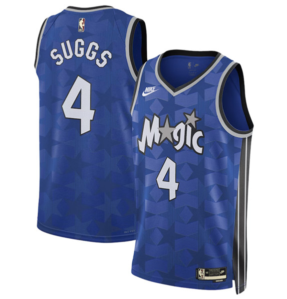 Men's Orlando Magic #4 Jalen Suggs Blue 2023/24 Classic Edition Stitched Basketball Jersey