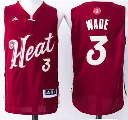 Heat #3 Dwyane Wade Red 2015-2016 Christmas Day Stitched NBA Jersey