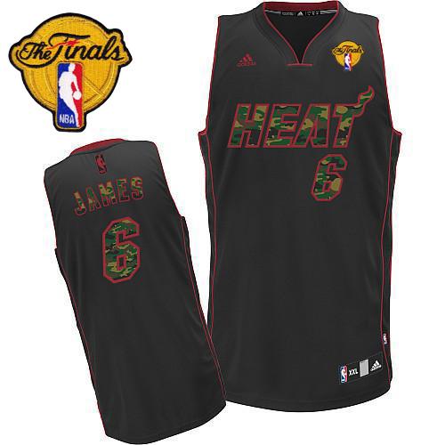 Heat #6 LeBron James Black Camo Fashion Finals Patch Stitched NBA Jersey