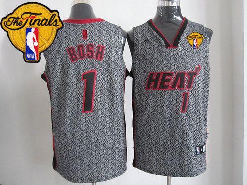 Heat #1 Chris Bosh Grey Static Fashion Finals Patch Stitched NBA Jersey