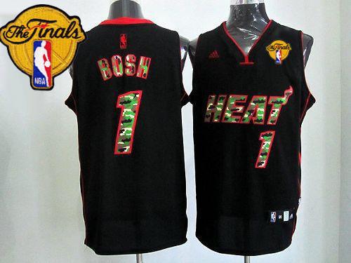 Heat #1 Chris Bosh Black Camo Fashion Finals Patch Stitched NBA Jersey