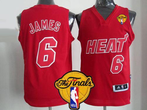 Heat #6 LeBron James Red Big Color Fashion Finals Patch Stitched NBA Jersey
