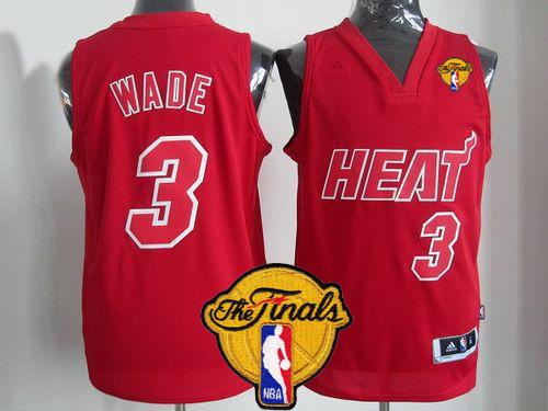 Heat #3 Dwyane Wade Red Big Color Fashion Finals Patch Stitched NBA Jersey