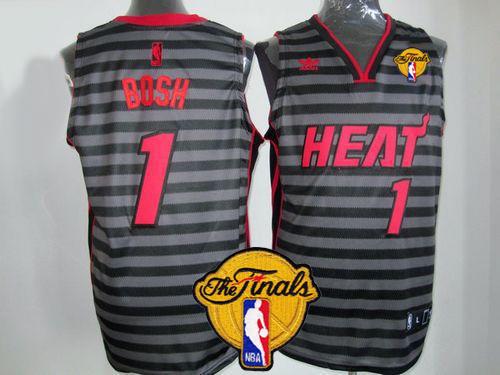 Heat #1 Chris Bosh Black/Grey Groove Finals Patch Stitched NBA Jersey