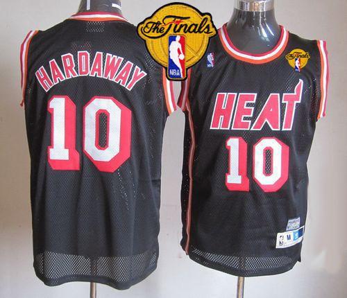Heat #10 Tim Hardaway Black Hardwood Classics Nights Finals Patch Stitched NBA Jersey