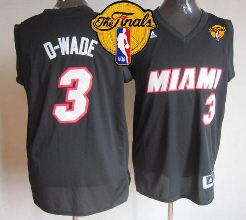 Heat #3 Dwyane Wade Black D-WADE Fashion Finals Patch Stitched NBA Jersey