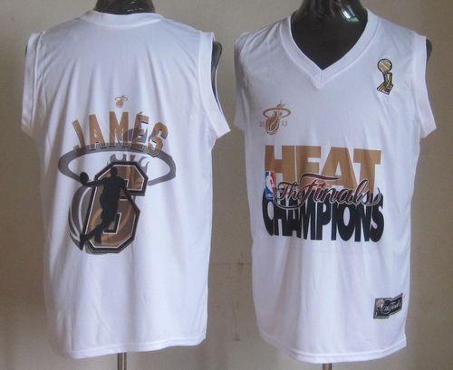 Heat #6 LeBron James White 2013 NBA Finals Champions Stitched NBA Jersey