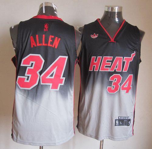 Heat #34 Ray Allen Black/Grey Fadeaway Fashion Stitched NBA Jersey