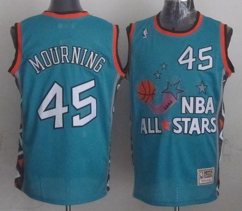 Mitchell And Ness Heat #45 Alonzo Mourning Light Blue 1996 All star Stitched NBA Jersey