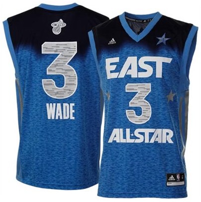 2012 All Star Heat #3 Dwyane Wade Blue Stitched NBA Jersey