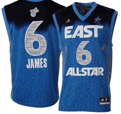 2012 All Star Heat #6 LeBron James Blue Stitched NBA Jersey