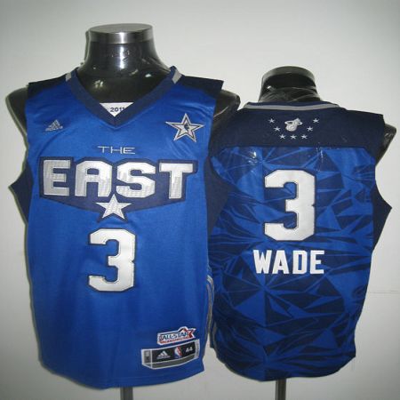 2011 All Star Heat #3 Dwyane Wade Blue Stitched NBA Jersey